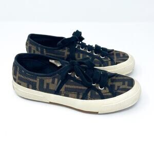 Vintage 90’s FENDI Scarpe FF Monogram Zucca Print Low Top Sneakers EU 36